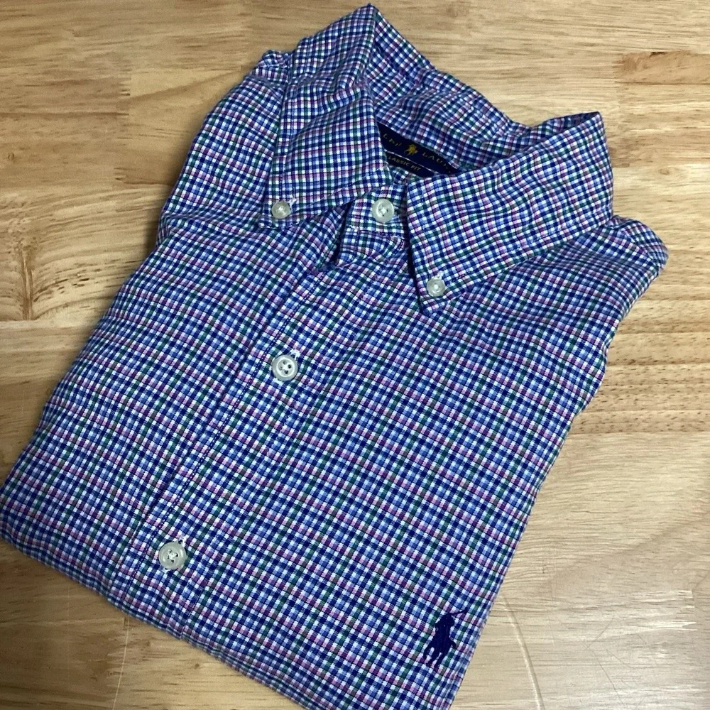 Mens Polo Ralph Lauren Classic Fit Plaid Button Down‎ Shirt- Large